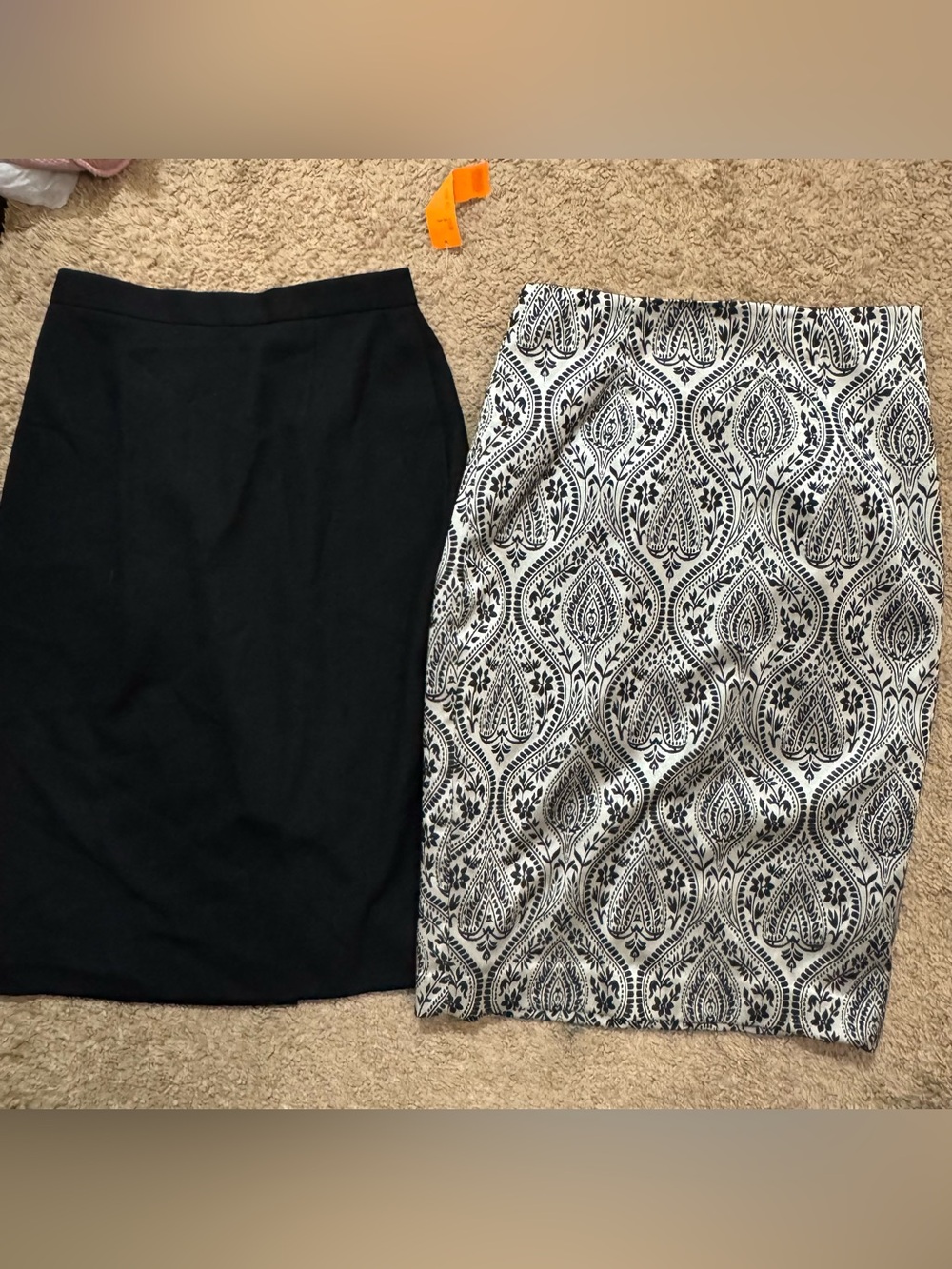 Classic Black Pencil Skirt & Black-White Patterned Skirt - Women